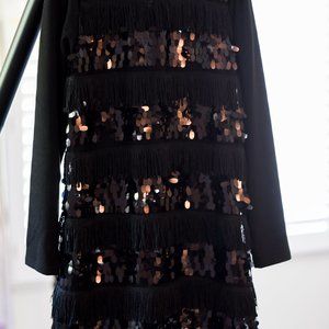 Girls Sequin And Tassel Long Sleeve Party Dress size 10